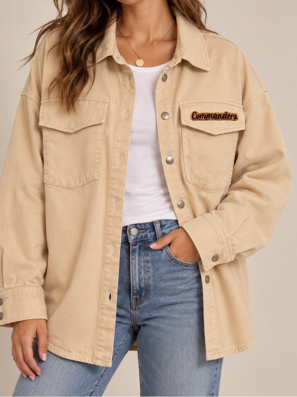 Washington Commanders oversized off white Shacket